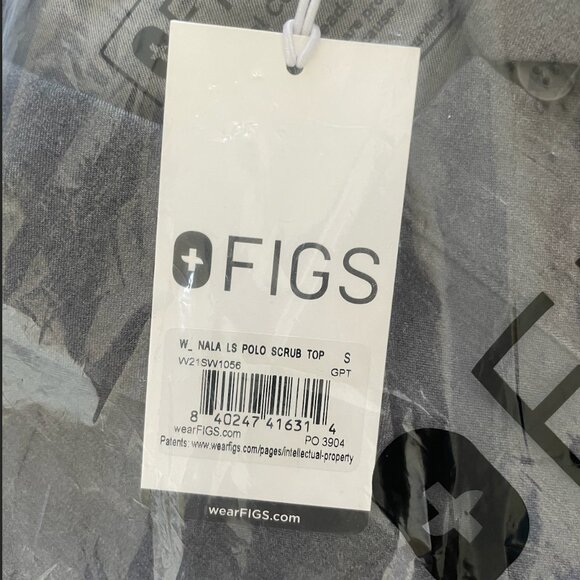 NWT FIGS NALA LONG SLEEVE SCRUB POLO--GRAPHITE GREY--SIZE SMALL--IN PACKAGING - Picture 9 of 10